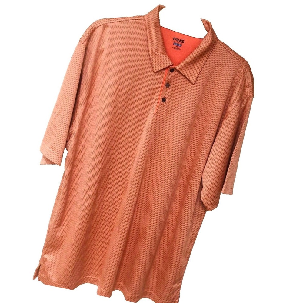 PING Mens Performance Dynamics Polo Golf Shirt XL Melon Peach EZ Care Activewear